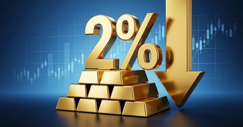 Vàng giảm 2% khi đồng USD phục hồi vượt mốc 99, gây áp lực lên đà tăng trưởng.